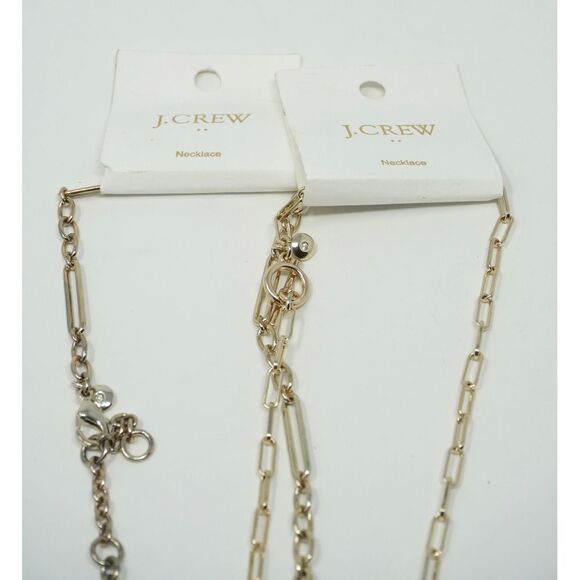 J. Crew‎ THREE Piece Gold Tone Layering and Bracelet Set NWT Paperclip Chains - Picture 8 of 10